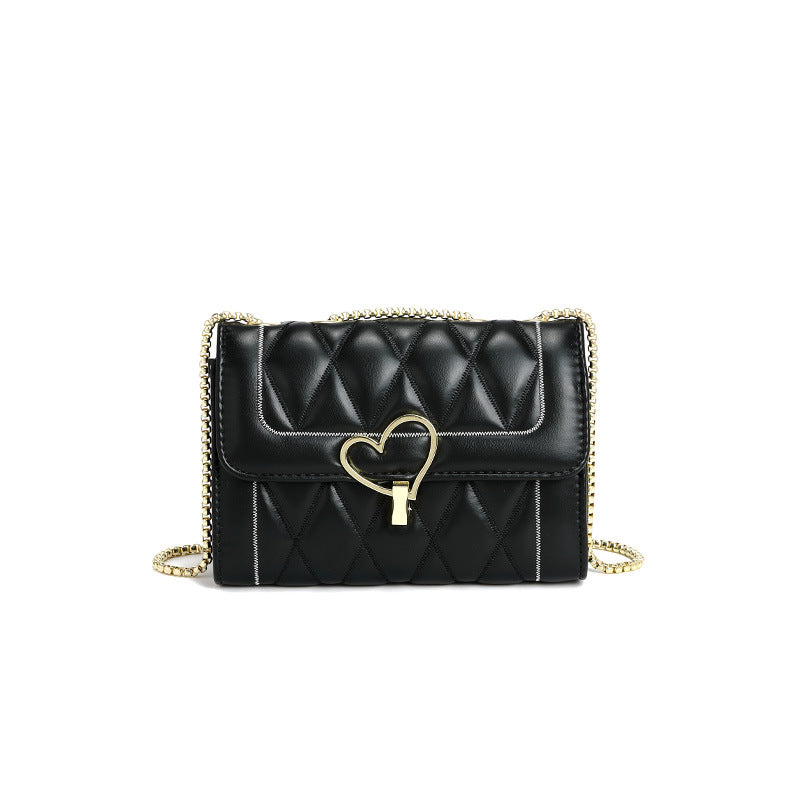 Chanel Bags Women Bag Winter Online Influencer Diamond Chain Metal Heart Shoulder Messenger Bag Rovelle Bags