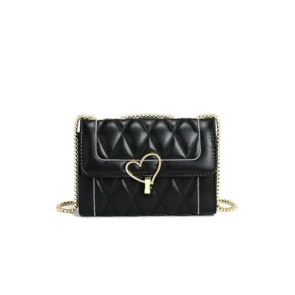 Chanel Bags Women Bag Winter Online Influencer Diamond Chain Metal Heart Shoulder Messenger Bag Rovelle Bags