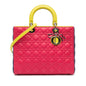 Pink Dior Large Tricolor Lambskin Cannage Lady Dior Satchel Rovelle Bags