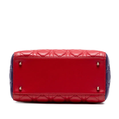 Red Dior Medium Tricolor Lambskin Cannage Lady Dior Satchel Rovelle Bags