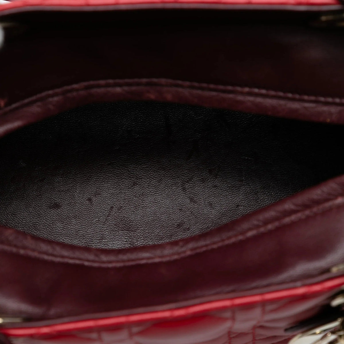 Red Dior Medium Tricolor Lambskin Cannage Lady Dior Satchel Rovelle Bags