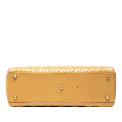 Yellow Dior Large Patent Cannage Lady Dior Satchel Rovelle Bags