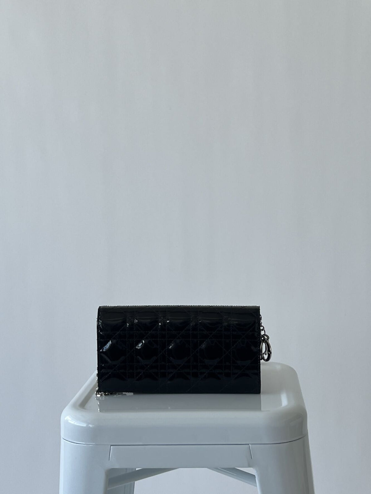 Lady Dior Pouch - Patent Leather Silver Hardware Rovelle Bags