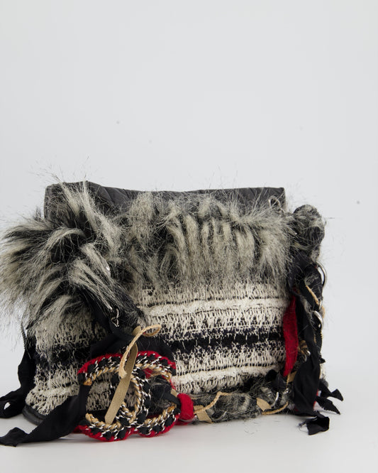 Chanel Mini Tweed Black White Silver Shoulder Bag Rovelle Bags