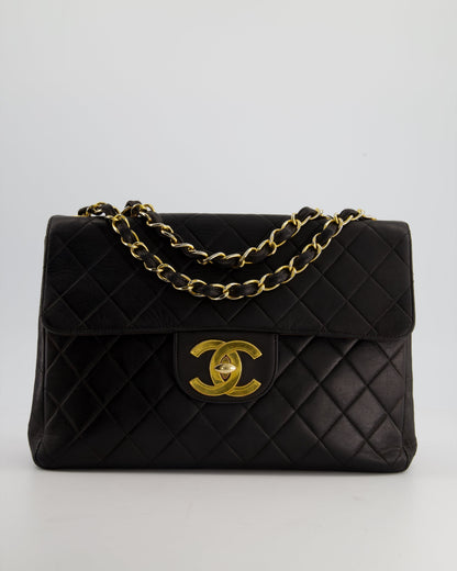 Chanel Black Maxi Mademoiselle Single Flap Bag in Lambskin with 24K Gold Hardware Rovelle Bags