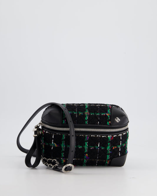 Chanel Tweed Black Silver Green Handbag Style Rovelle Bags