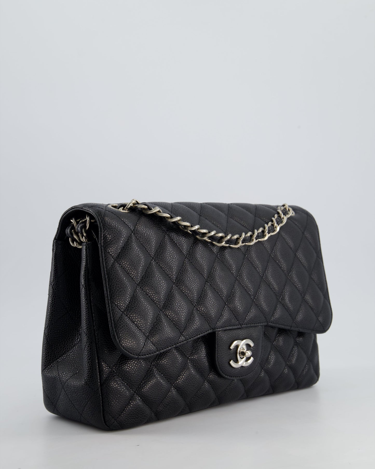 Chanel Flap Classic Caviar Leather Black Silver Shoulder Bag Style 4 Rovelle Bags