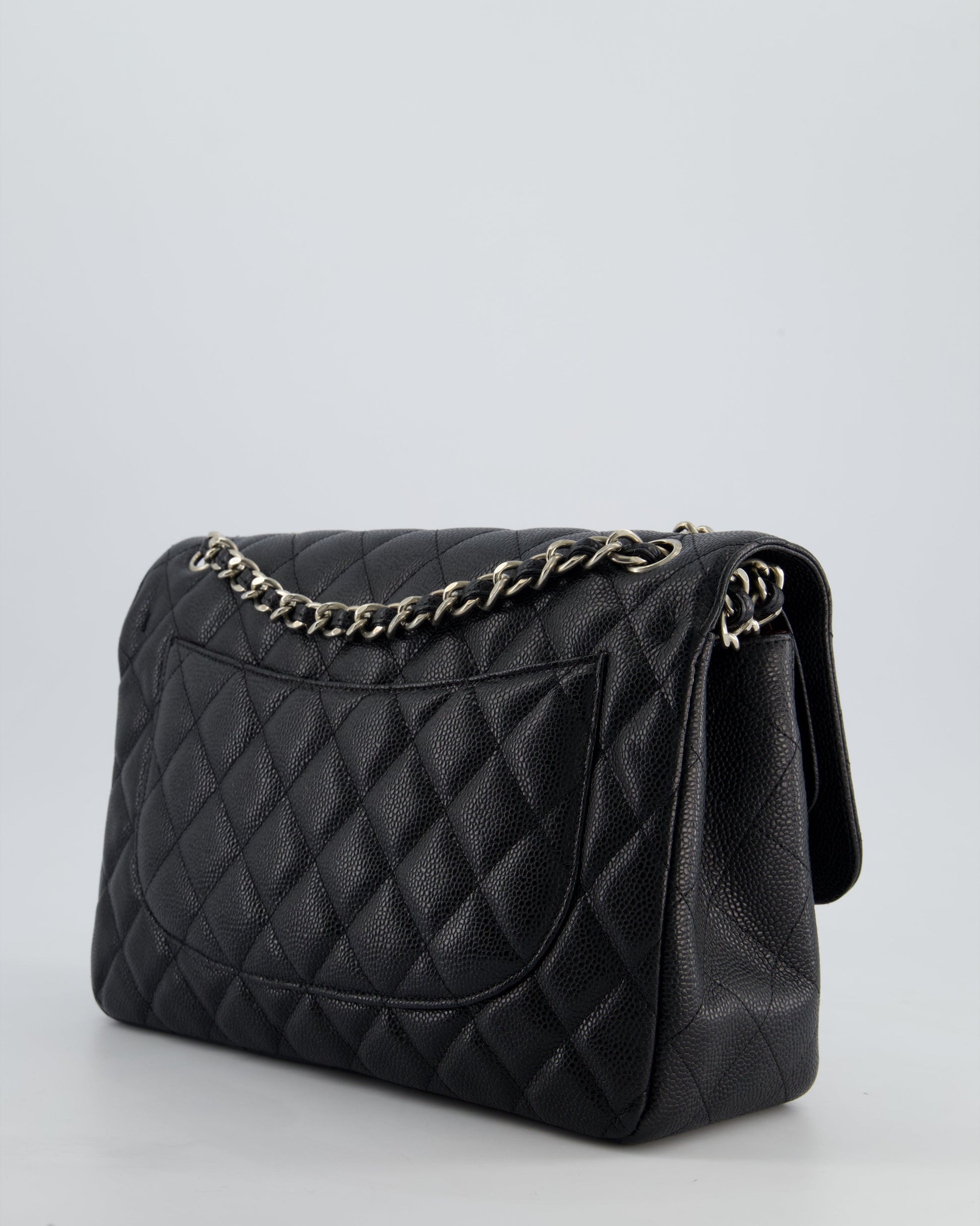 Chanel Flap Classic Caviar Leather Black Silver Shoulder Bag Style 4 Rovelle Bags