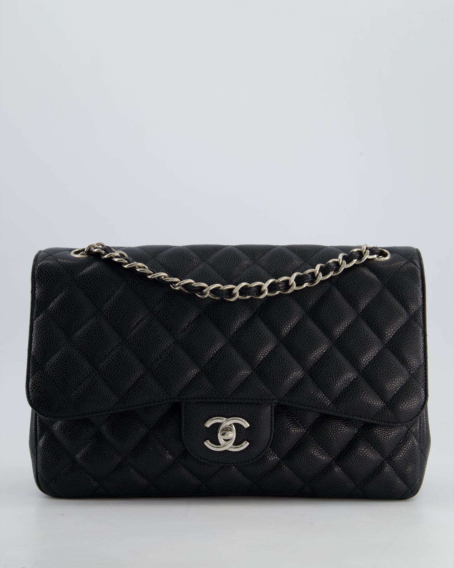 Chanel Flap Classic Caviar Leather Black Silver Shoulder Bag Style 4 Rovelle Bags