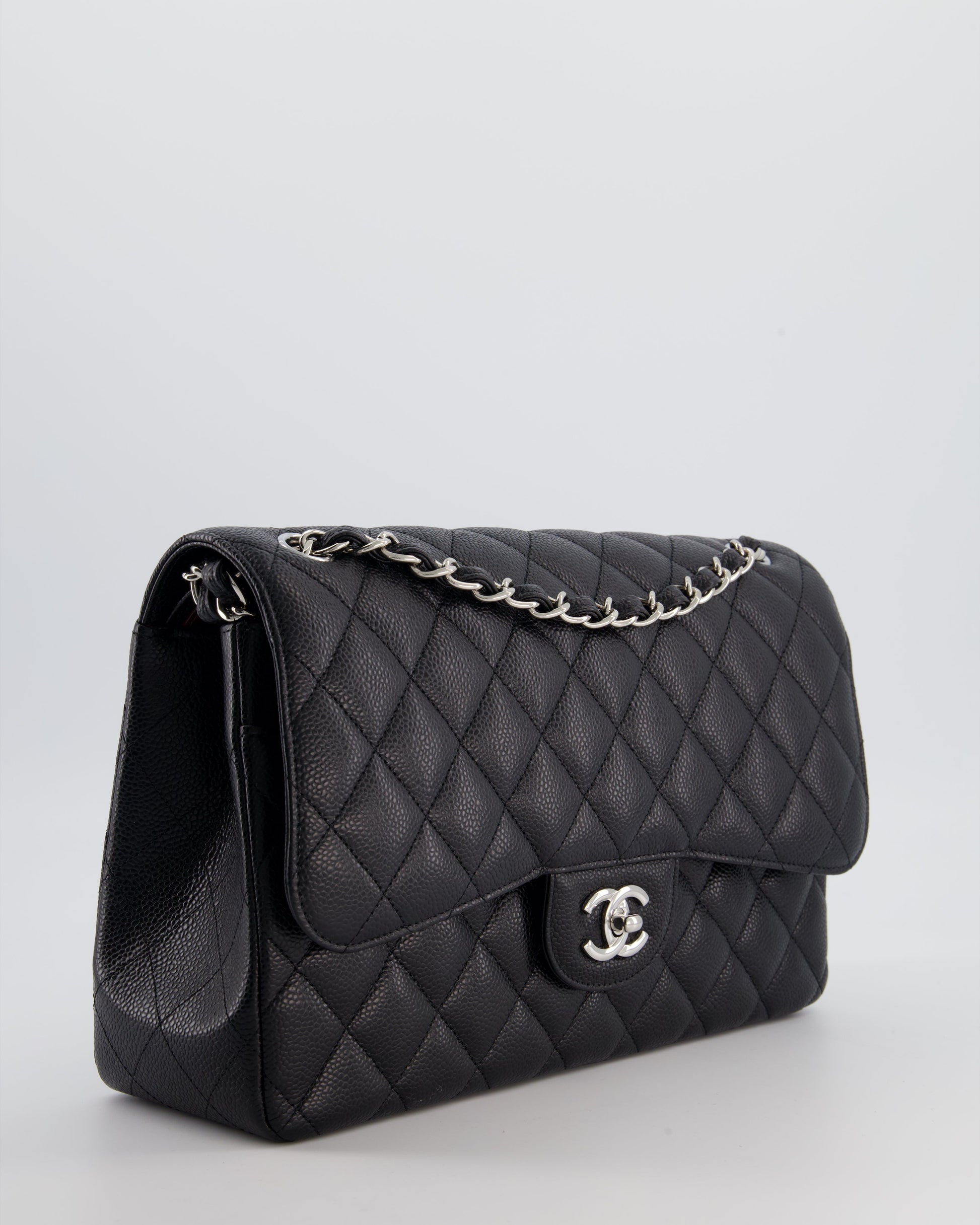 Chanel Flap Classic Caviar Leather Black Silver Shoulder Bag Style 3 Rovelle Bags