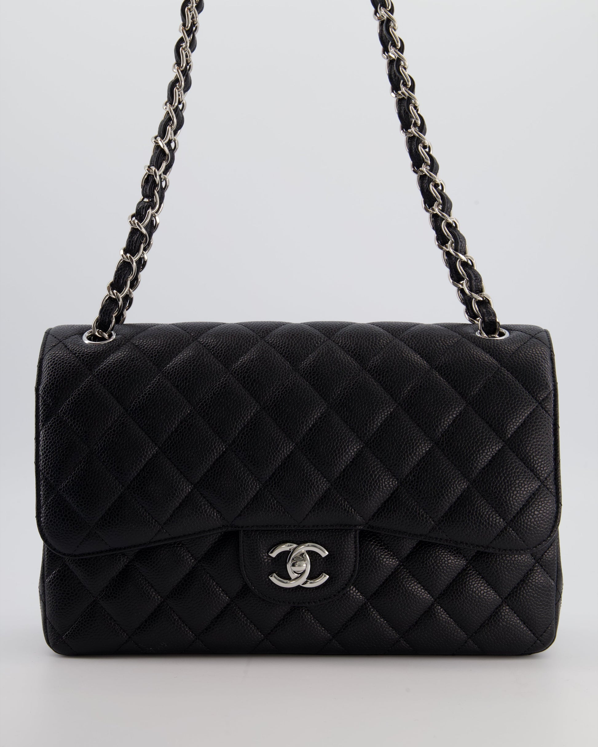 Chanel Flap Classic Caviar Leather Black Silver Shoulder Bag Style 3 Rovelle Bags