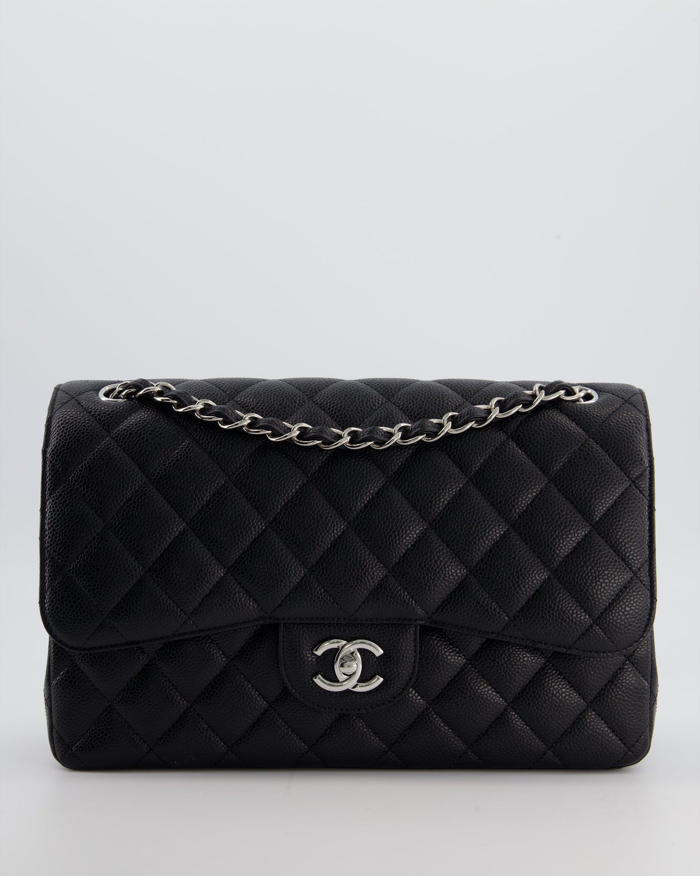 Chanel Flap Classic Caviar Leather Black Silver Shoulder Bag Style 3 Rovelle Bags