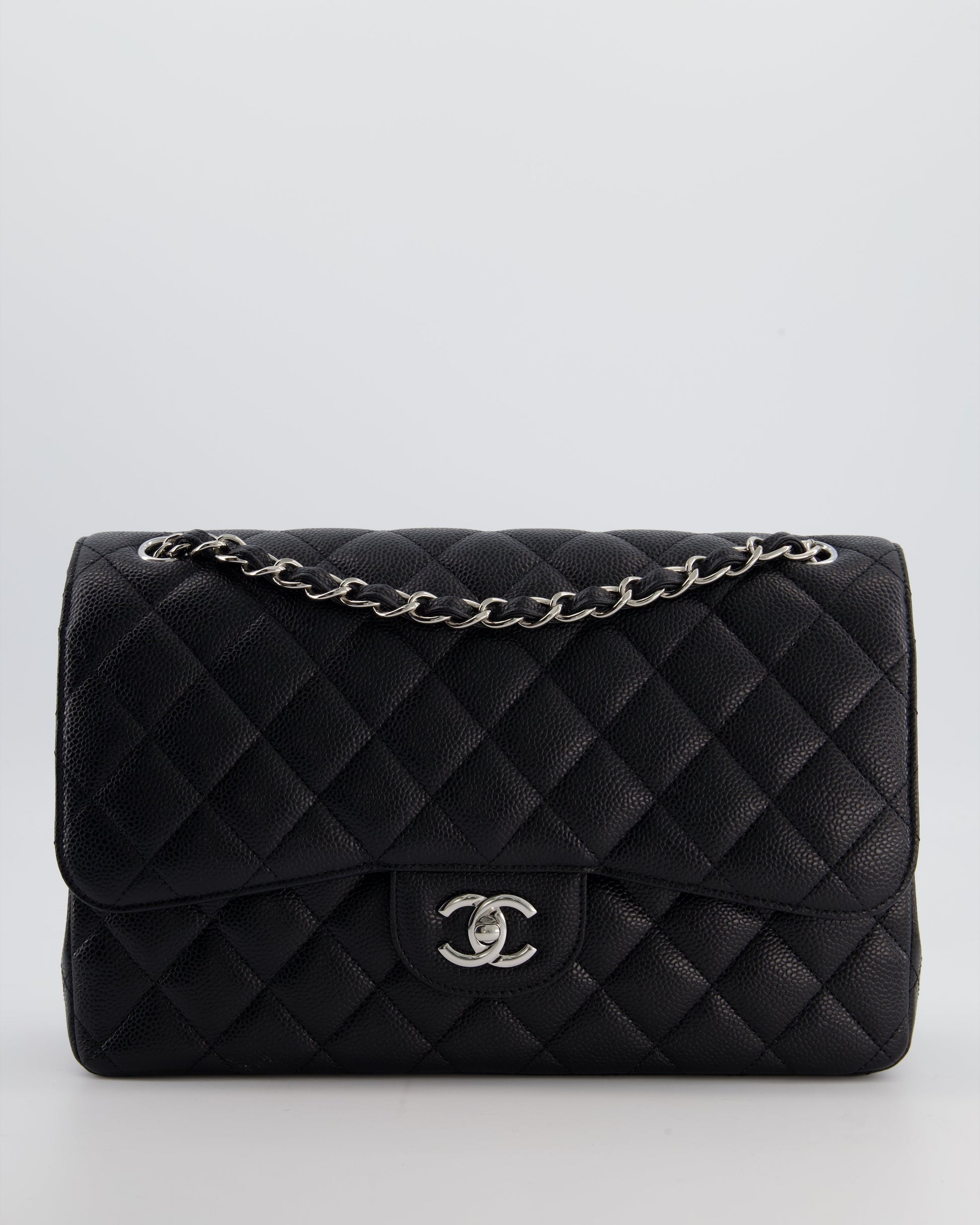 Chanel Flap Classic Caviar Leather Black Silver Shoulder Bag Style 3 Rovelle Bags