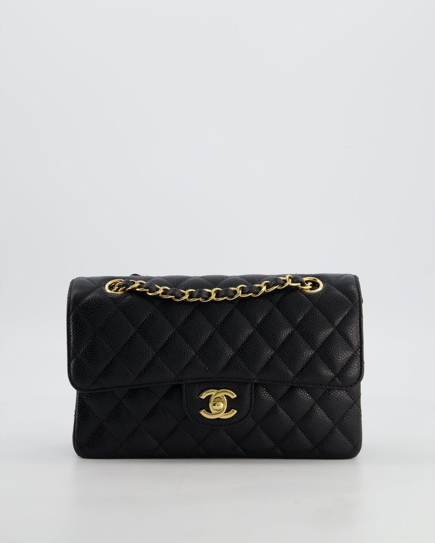 Chanel Flap Small Classic Caviar Leather Black Gold Shoulder Bag Style Rovelle Bags