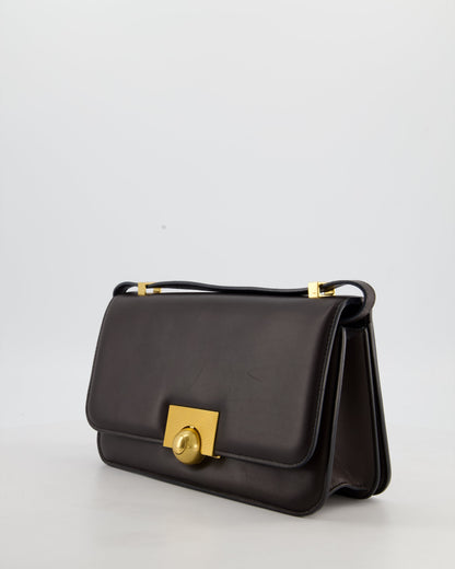 Bottega Veneta Brown Spazzolato Calfskin Leather Shoulder Bag with Brushed Gold Hardware