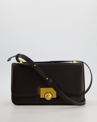 Bottega Veneta Brown Spazzolato Calfskin Leather Shoulder Bag with Brushed Gold Hardware