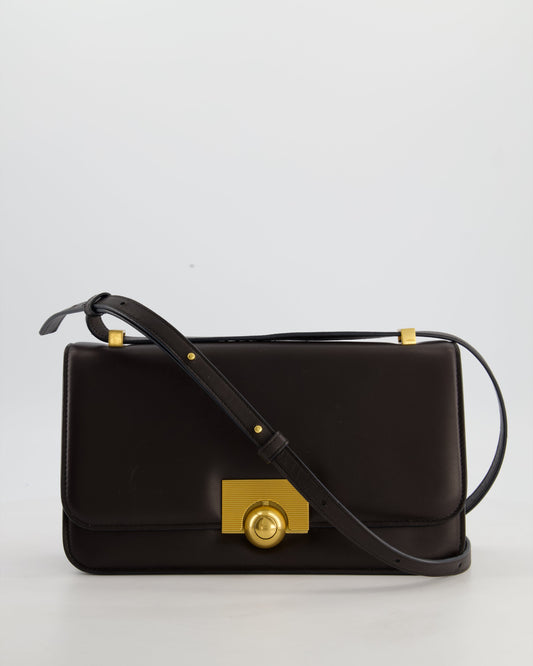 Bottega Veneta Brown Spazzolato Calfskin Leather Shoulder Bag with Brushed Gold Hardware