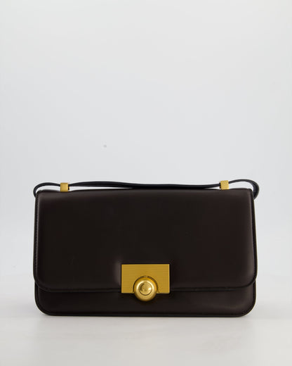 Bottega Veneta Brown Spazzolato Calfskin Leather Shoulder Bag with Brushed Gold Hardware