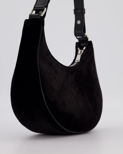 Celine Black Ava Triophe Shoulder Bag in Velvet with Crystal Details