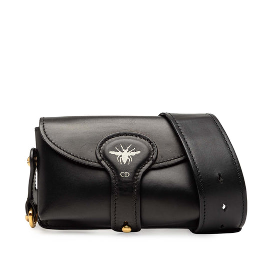 Black Dior Mini Leather D Bee Saddle Bag Rovelle Bags