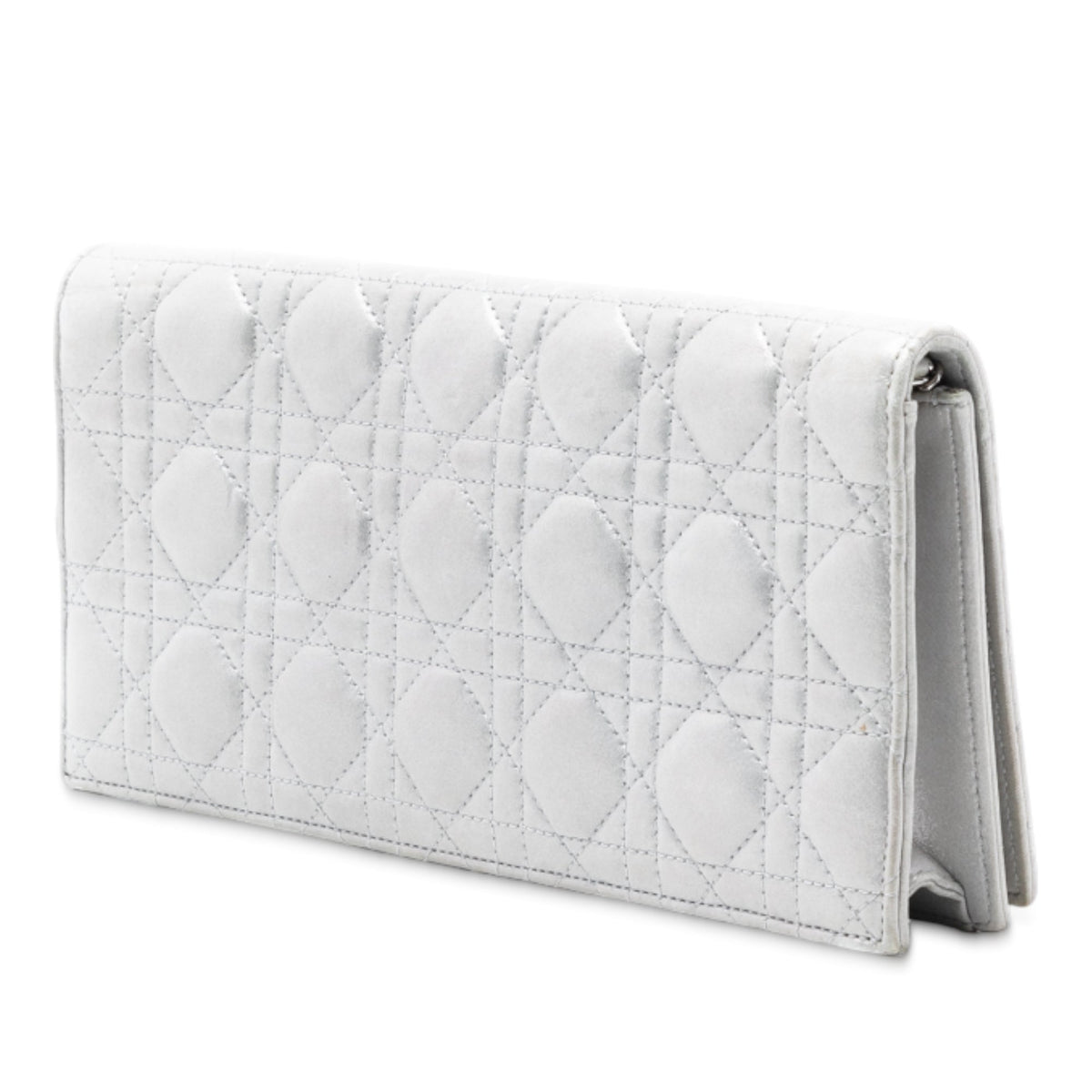Silver Dior Iridescent Lambskin Cannage Lady Dior Convertible Clutch Crossbody Bag Rovelle Bags