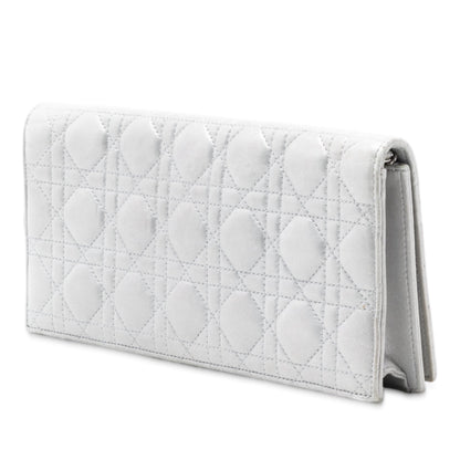 Silver Dior Iridescent Lambskin Cannage Lady Dior Convertible Clutch Crossbody Bag Rovelle Bags