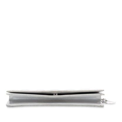 Silver Dior Iridescent Lambskin Cannage Lady Dior Convertible Clutch Crossbody Bag Rovelle Bags