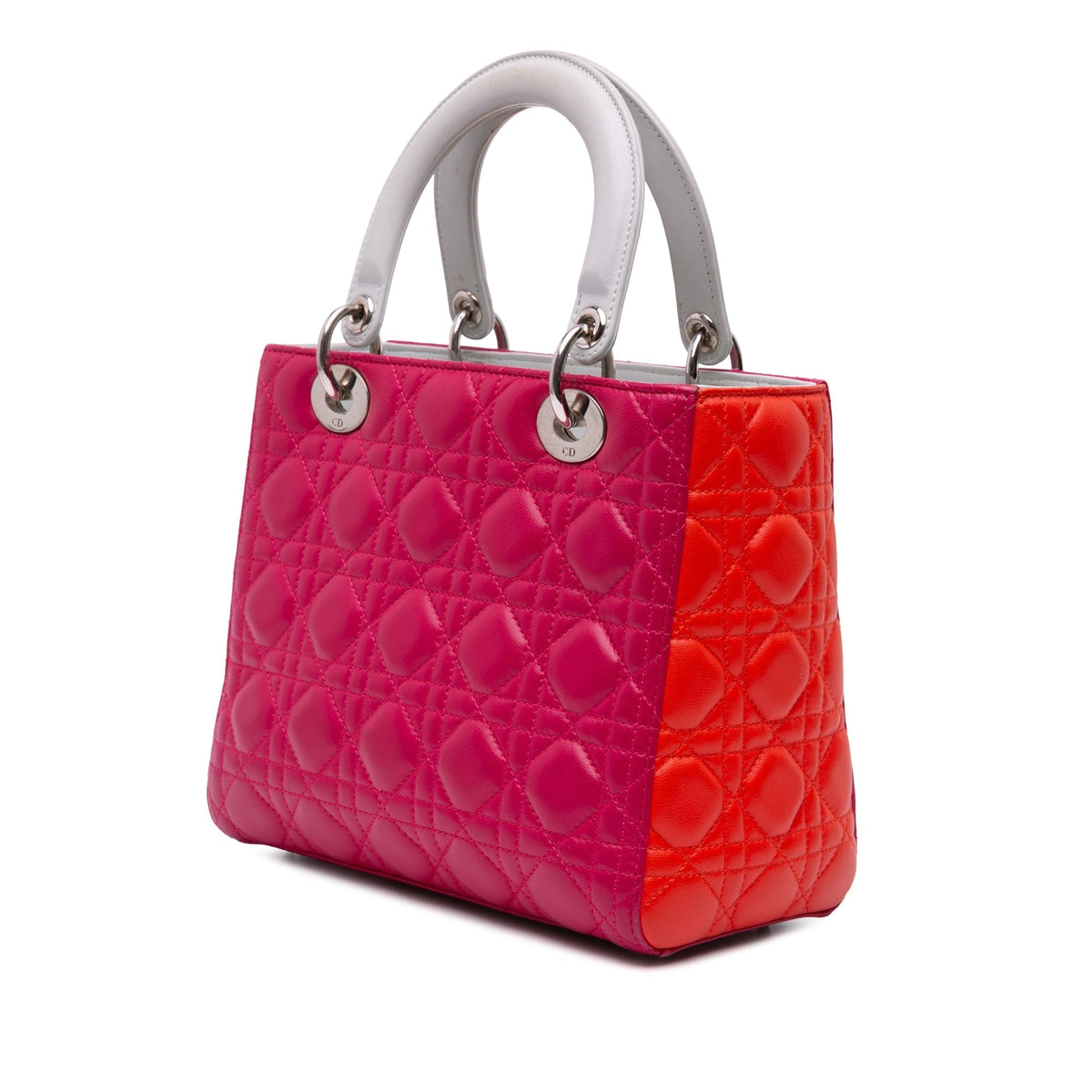 Pink Dior Medium Tricolor Lambskin Cannage Lady Dior Satchel Rovelle Bags