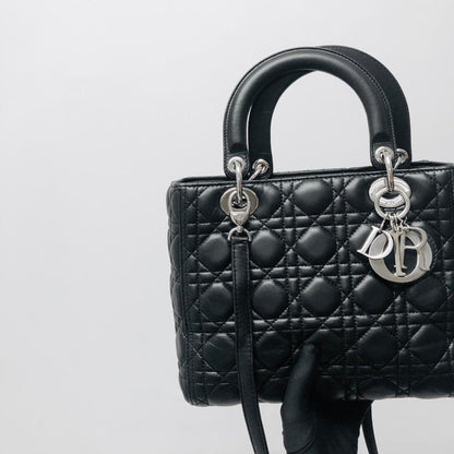 Dior Lady Dior Monogram Leather Shoulder Bag Rovelle Bags