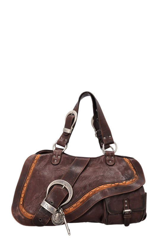 Christian Dior Large Gaucho Bag Leather Brown Rovelle Bags