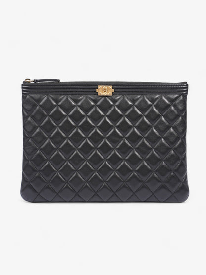 Chanel Medium Boy Pouch Black Lambskin Leather Rovelle Bags