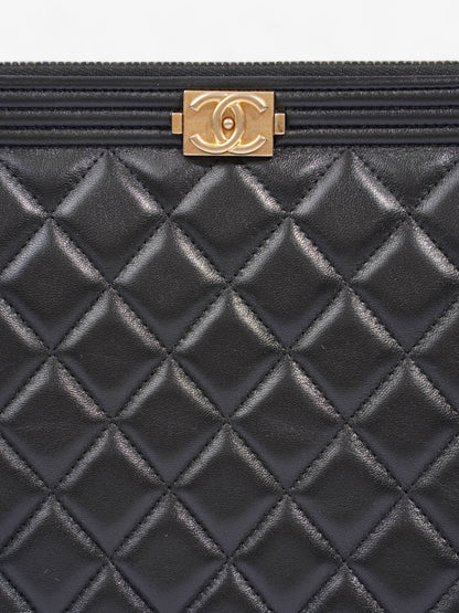 Chanel Medium Boy Pouch Black Lambskin Leather Rovelle Bags