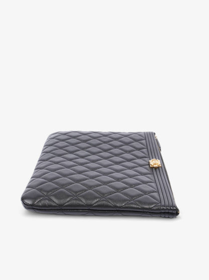 Chanel Medium Boy Pouch Black Lambskin Leather Rovelle Bags
