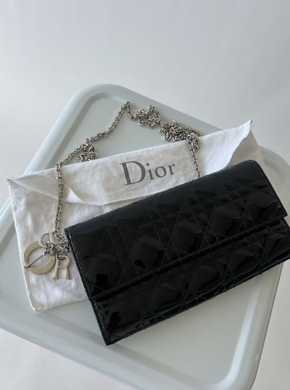 Lady Dior Pouch - Patent Leather Silver Hardware Rovelle Bags