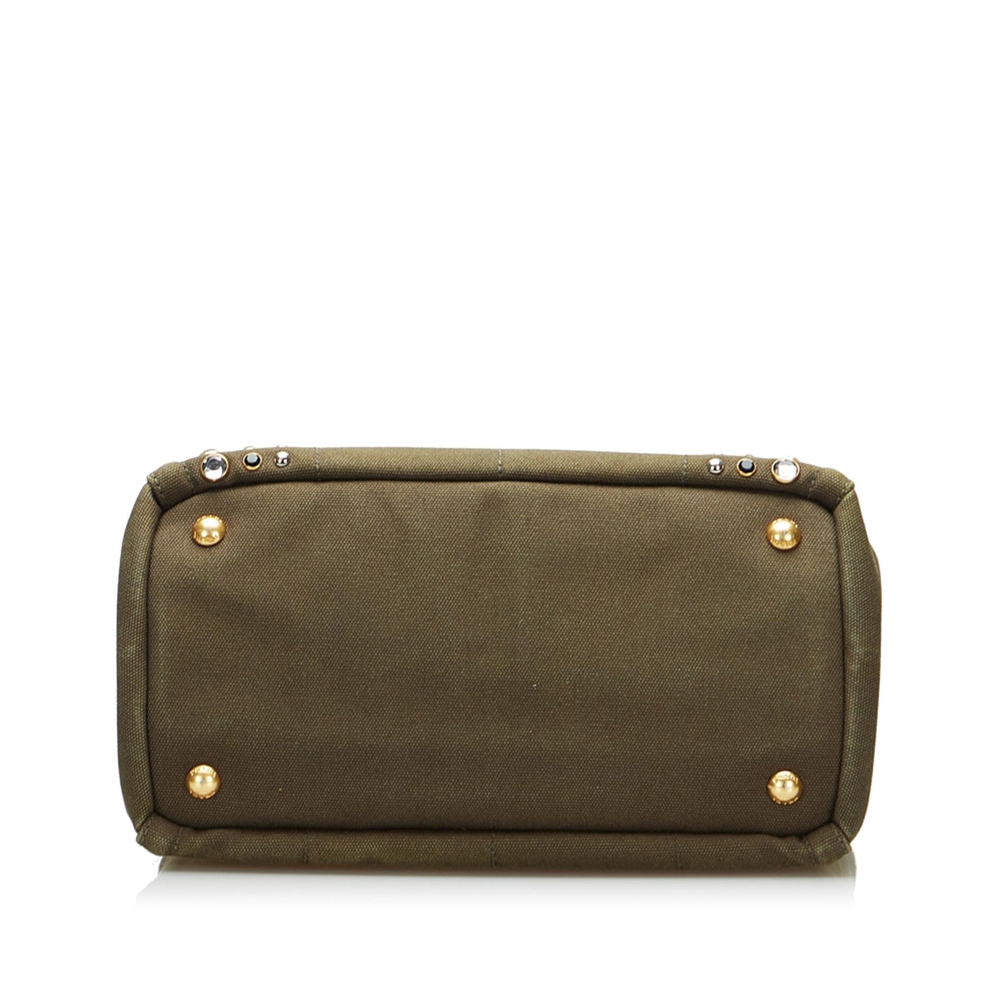 Prada Canapa Studded Satchel Rovelle Bags