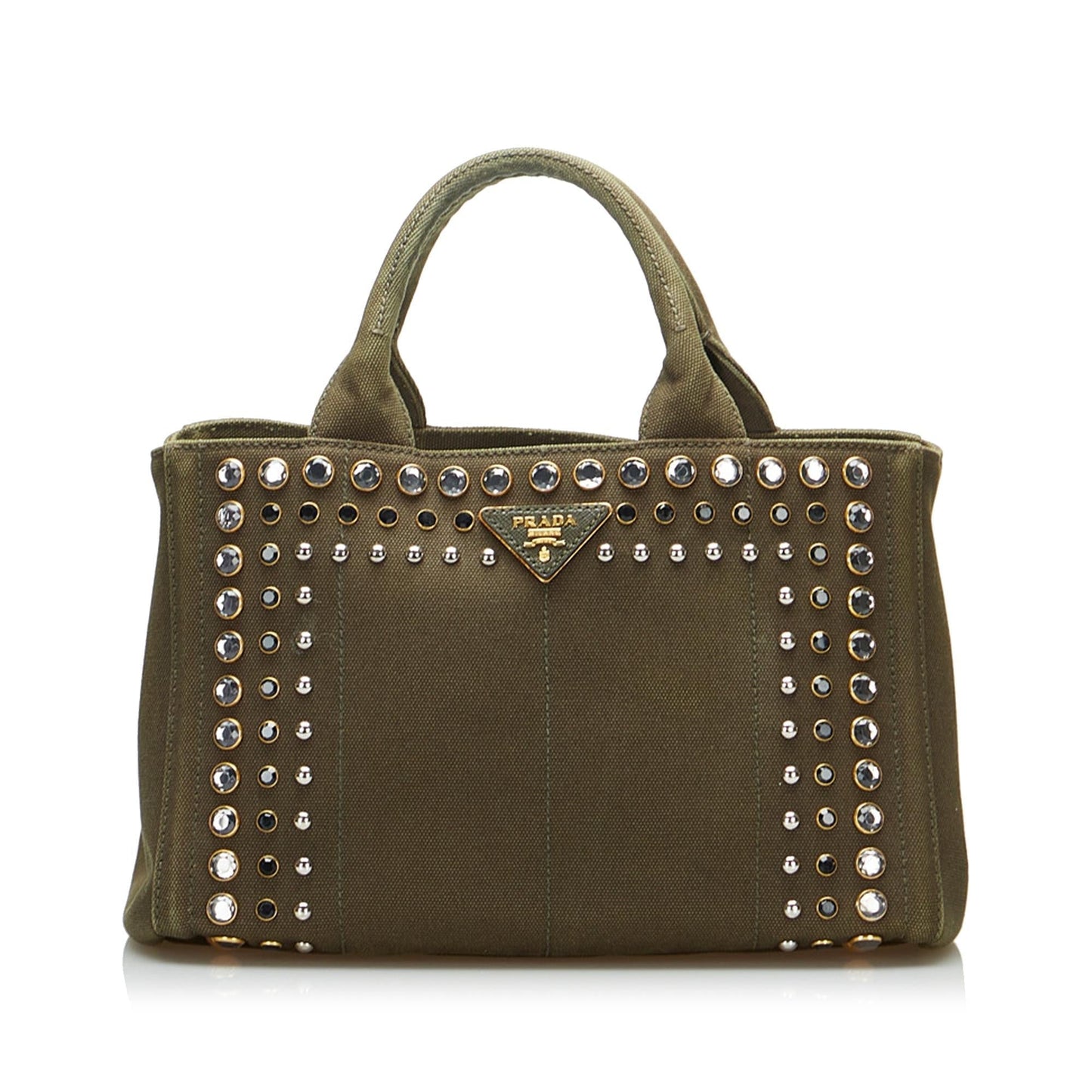 Prada Canapa Studded Satchel Rovelle Bags