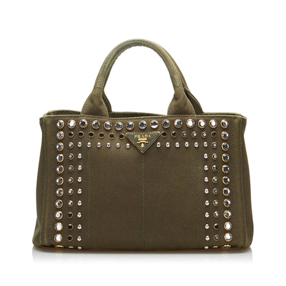 Prada Canapa Studded Satchel Rovelle Bags