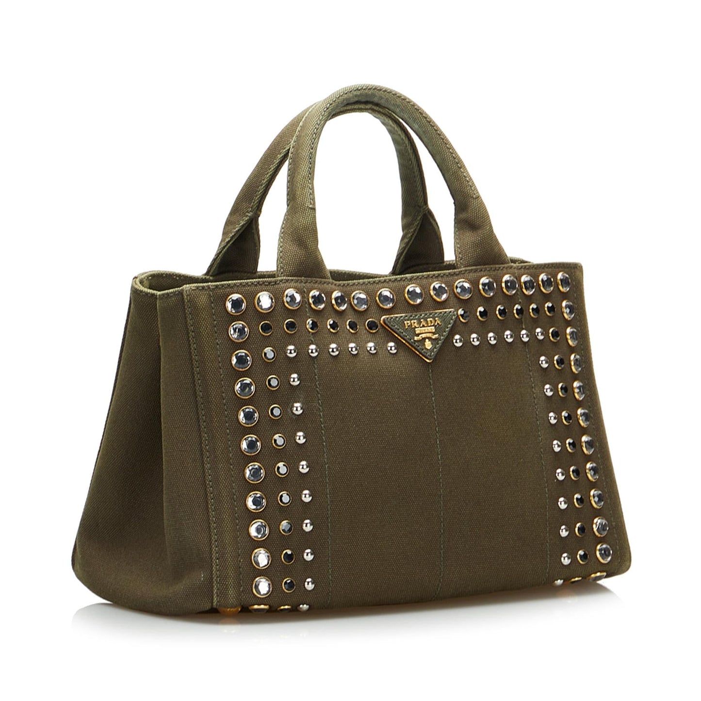 Prada Canapa Studded Satchel Rovelle Bags