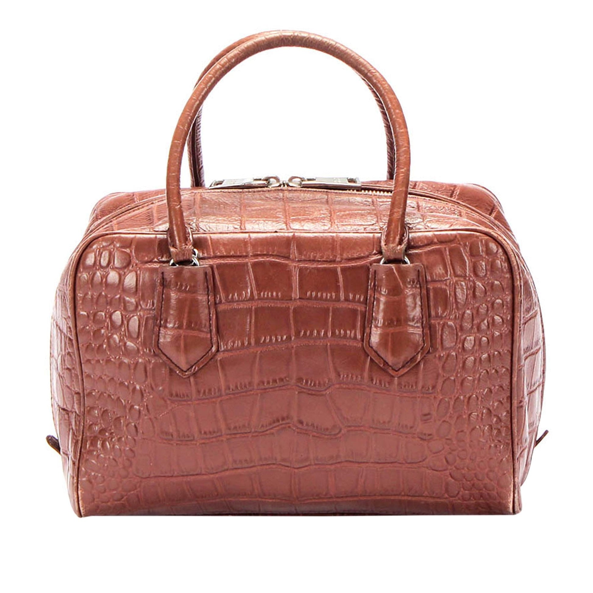 Prada Croc Embossed Leather Handbag Rovelle Bags