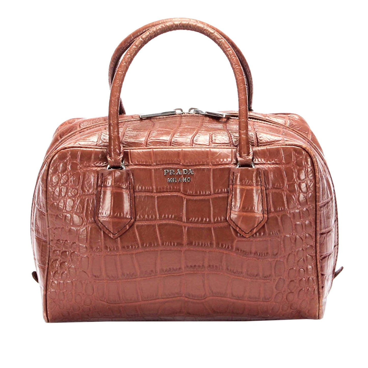 Prada Croc Embossed Leather Handbag Rovelle Bags