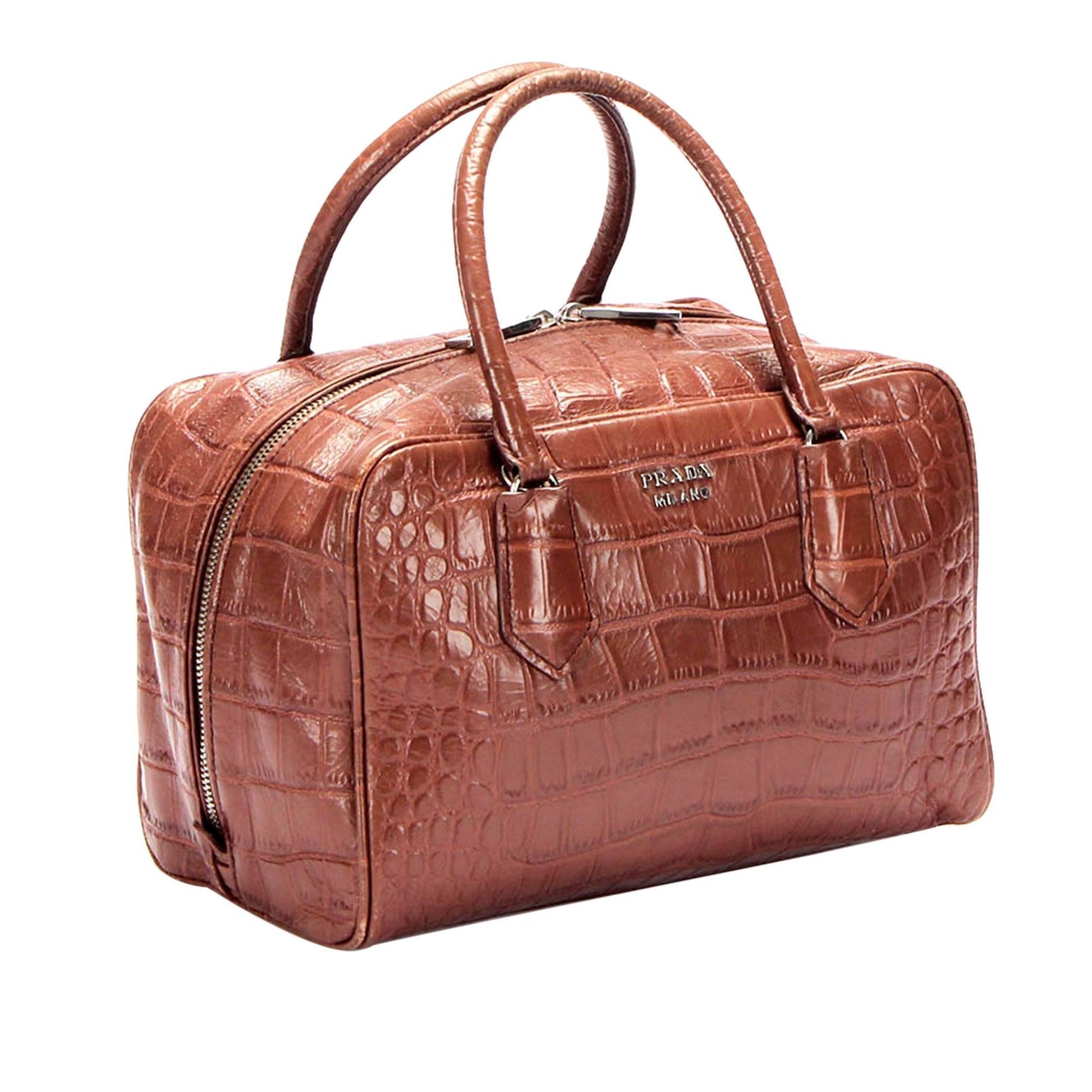 Prada Croc Embossed Leather Handbag Rovelle Bags