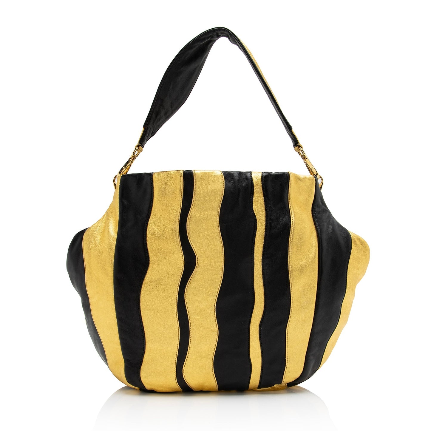 Prada Metallic Nappa Waves Medium Shoulder Bag Rovelle Bags