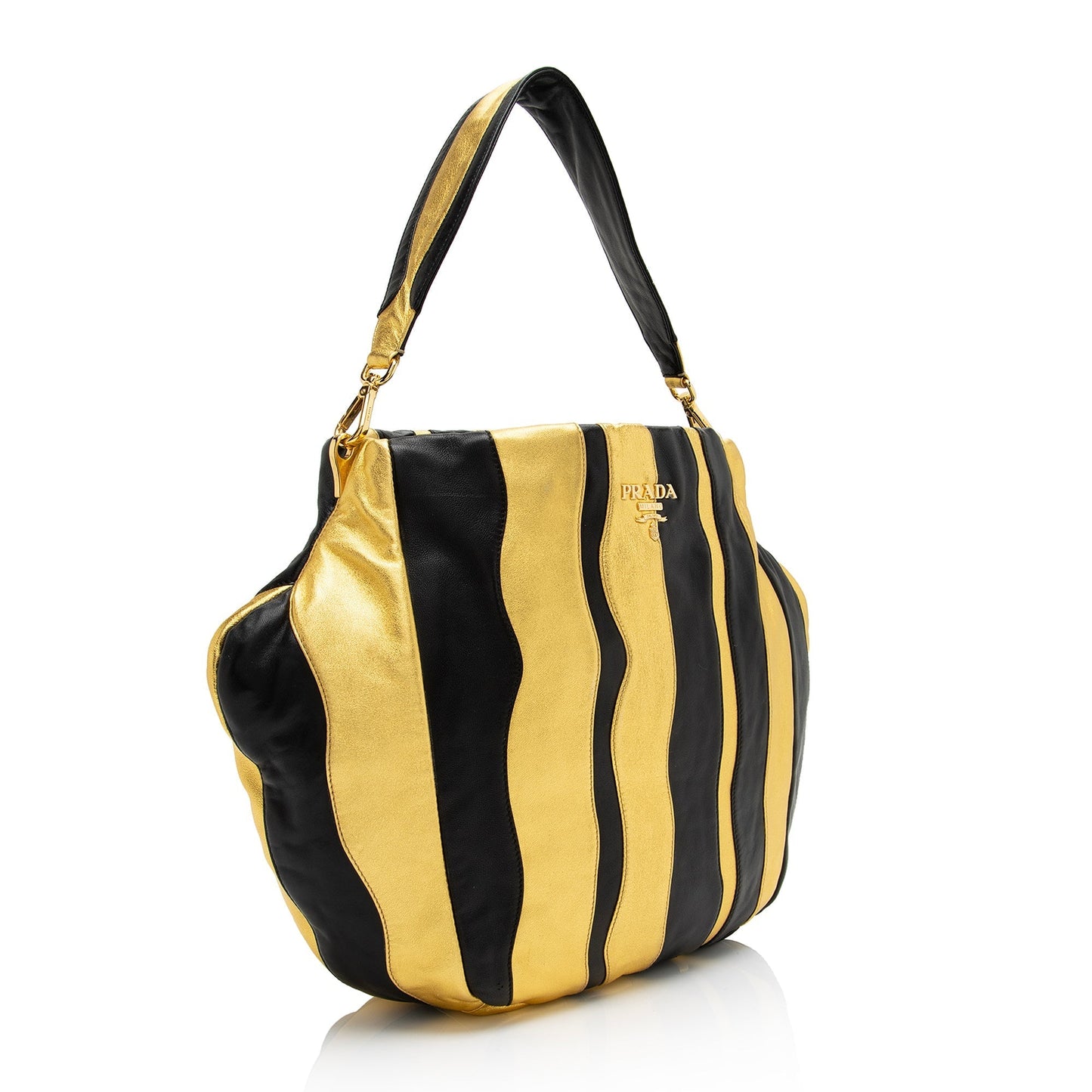 Prada Metallic Nappa Waves Medium Shoulder Bag Rovelle Bags