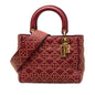 Red Dior Medium Lambskin Cannage Studded Supple Lady Dior Satchel Rovelle Bags