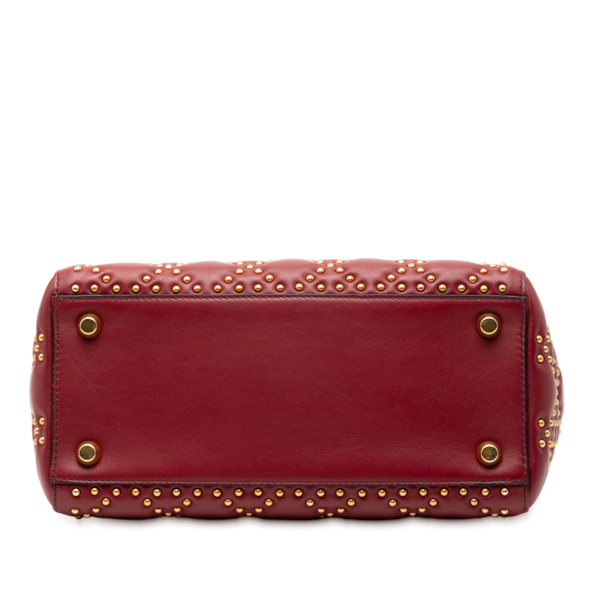 Red Dior Medium Lambskin Cannage Studded Supple Lady Dior Satchel Rovelle Bags