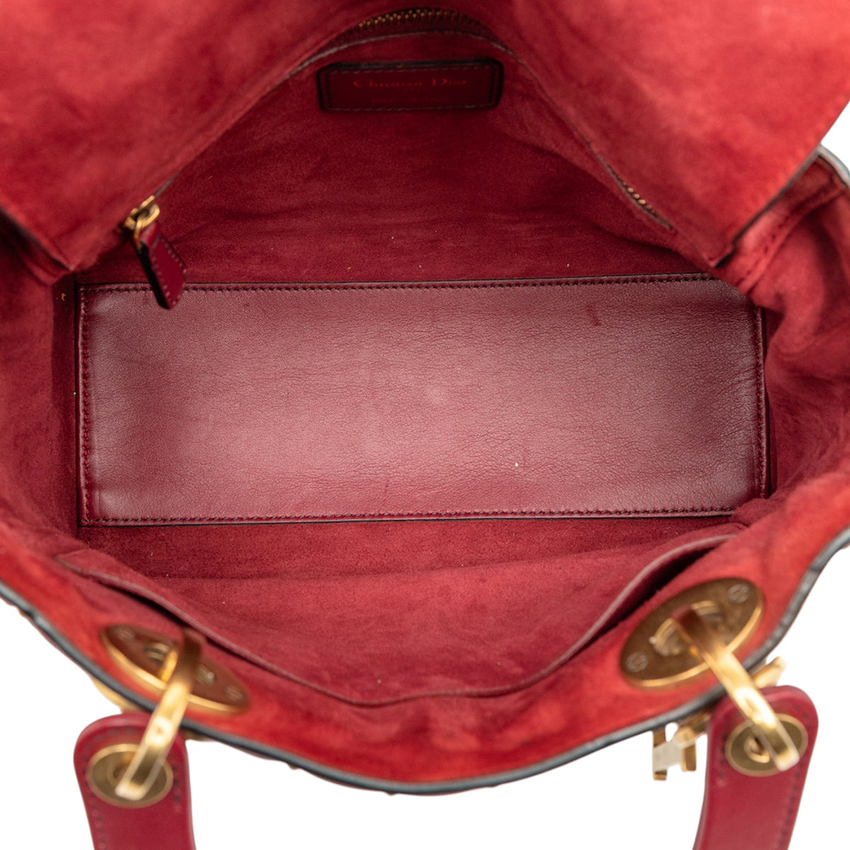 Red Dior Medium Lambskin Cannage Studded Supple Lady Dior Satchel Rovelle Bags
