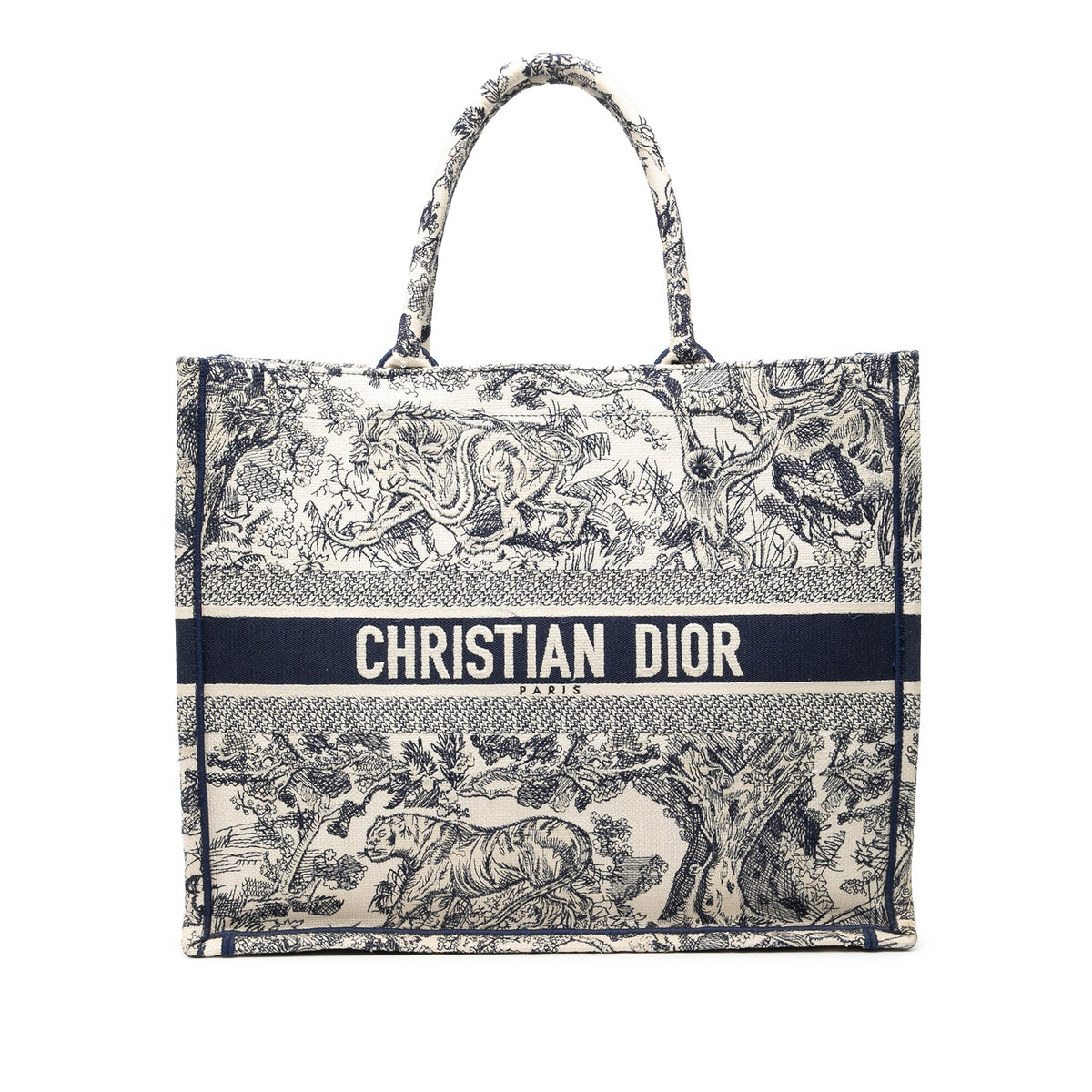 Blue Dior Large Canvas Embroidered Dioriviera Toile De Jouy Book Tote Rovelle Bags