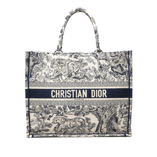 Blue Dior Large Canvas Embroidered Dioriviera Toile De Jouy Book Tote Rovelle Bags