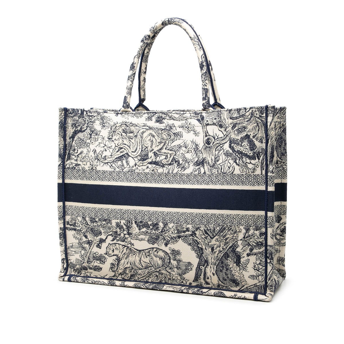 Blue Dior Large Canvas Embroidered Dioriviera Toile De Jouy Book Tote Rovelle Bags