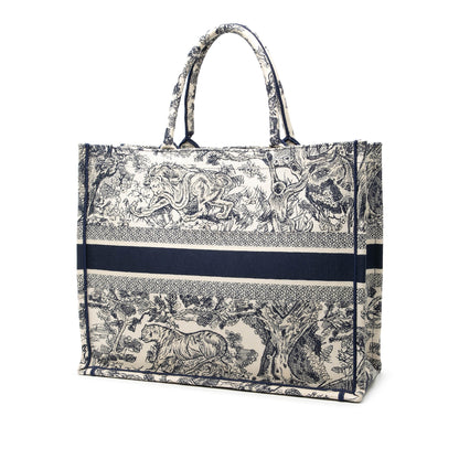 Blue Dior Large Canvas Embroidered Dioriviera Toile De Jouy Book Tote Rovelle Bags